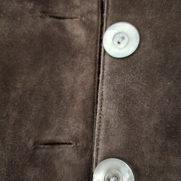 Eileen Fisher merino wool & suede sweater blazer - Picture 4 of 5